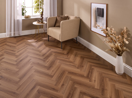 Baroness Bracken Oak 2.5mm Herringbone Glue Down LVT
